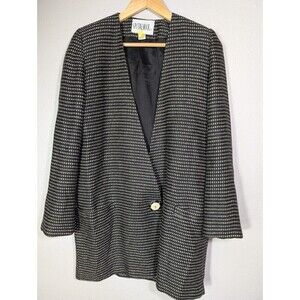 Spitalnick Blazer Woman's Large‎ Black Linen Vintage Art To Wear